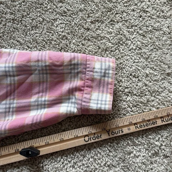 LL Bean Shirt Jacket Womens XL Pink Plaid Sherpa Lined Soft Outdoors - Picture 9 of 10